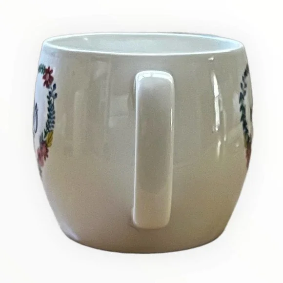 Opal House Morning Vibes White Ceramic Coffee Mug with Floral Heart Shape Design - Picture 4 of 9
